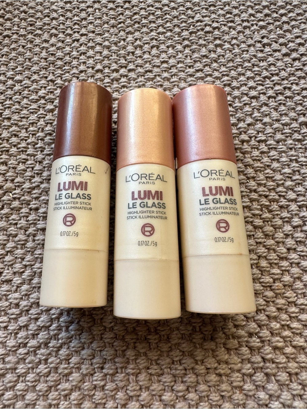 L'Oreal Lumi Le Glass Highlighter Stick Trio - Bronze, Champagne, Rose Gold